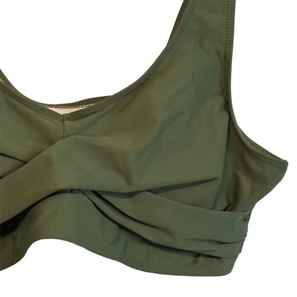Bikini Swim Top Green Criss Cross Size XL - Picture 4 of 14